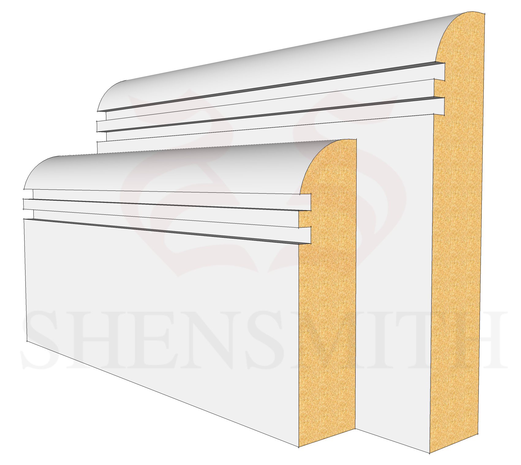 Bullnose Rebated 2 MDF Skirting Board