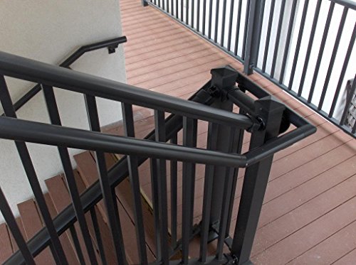 1.9" Round x 4 ft. Hammered Black Aluminum ADA Handrail Kit - Includes 2 wall brackets - Image 5