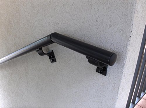 1.9" Round x 4 ft. Hammered Black Aluminum ADA Handrail Kit - Includes 2 wall brackets - Image 7