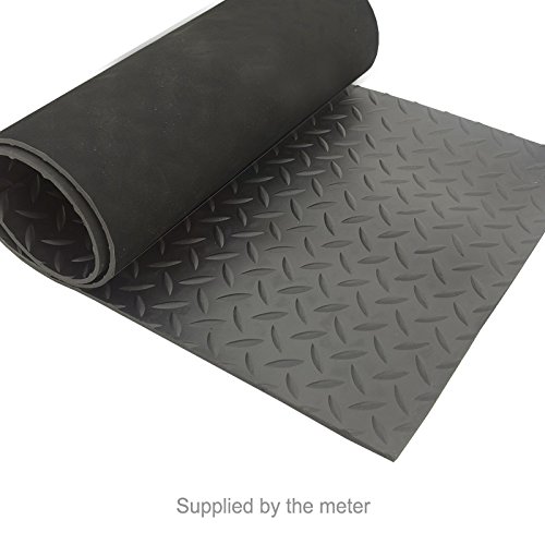 Black Diamond Checker Plate Rubber Mat Flooring - supplied by the metre (1 metre wide)