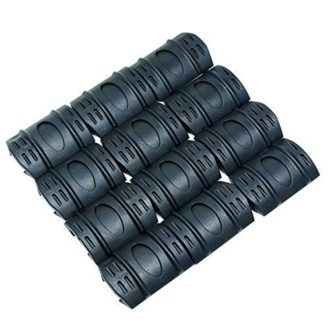12Pc Rifle Hand Guard Quad Rail Covers Rubber Tactical for Weaver Picatinny Black
