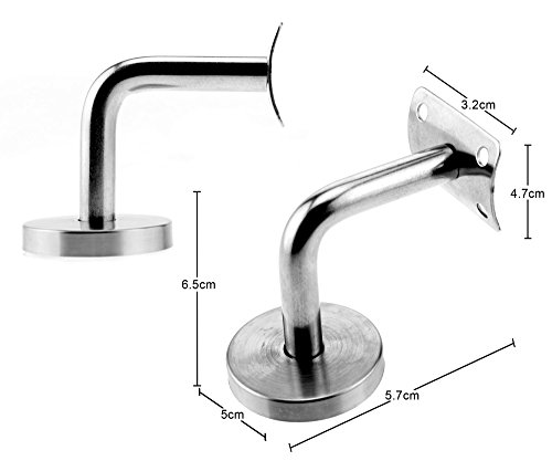 2 Set Stainless Steel Handrail Stair Wall Brackets Hand Rail Bannister Bracket - Image 3