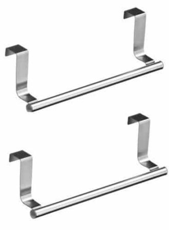 2 x Over Kitchen Cabinet Door Tea Hand Towel Rail Hanger Holder Storage 23cm New
