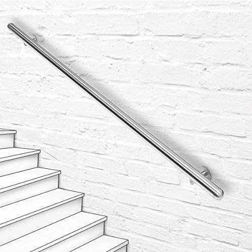 Relaxdays Stainless Steel Stair Handrail for Wall Mounting Home Safety 150 cm Hand Rail with Wall Holder - Image 3