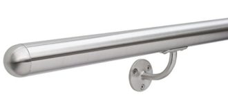 Stainless Steel Brushed Staircase Bannister Balustrade Hand-Rail - Domed Ends - Select your length